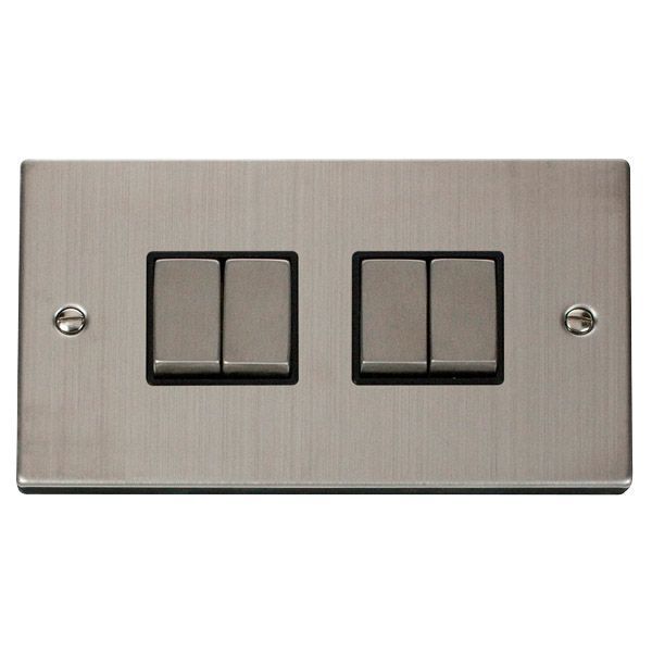 Click Deco 10AX Ingot 4 Gang 2 Way Plate Switch VPSC414WH 