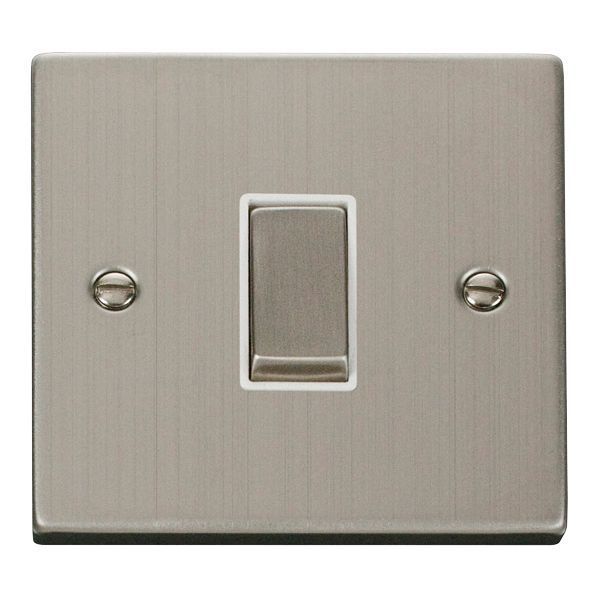 Click VPSS425WH Deco Stainless Steel Ingot 1 Gang 10AX Intermediate Plate Switch - White Insert