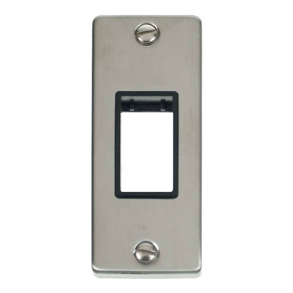 Click VPSS471BK MiniGrid Stainless Steel 1 Gang 1 Aperture Deco Unfurnished Architrave Plate - Black Insert