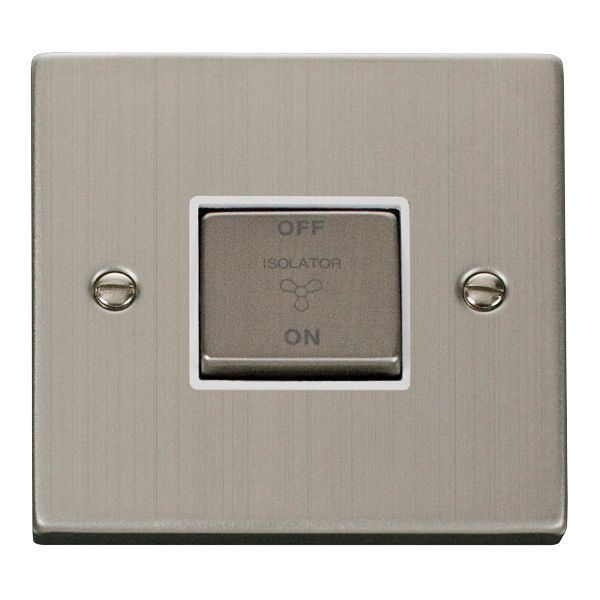 Click VPSS520WH Deco Stainless Steel Ingot 10A 3 Pole Fan Isolation Switch - White Insert