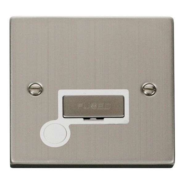 Click VPSS550WH Deco Stainless Steel Ingot 13A Flex Outlet Fused Spur Unit - White Insert