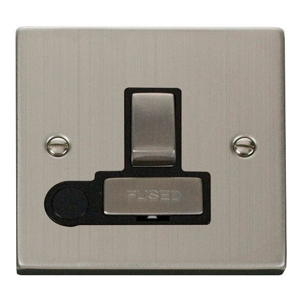 Click VPSS551BK Deco Stainless Steel Ingot 13A Flex Outlet Switched Fused Spur Unit - Black Insert
