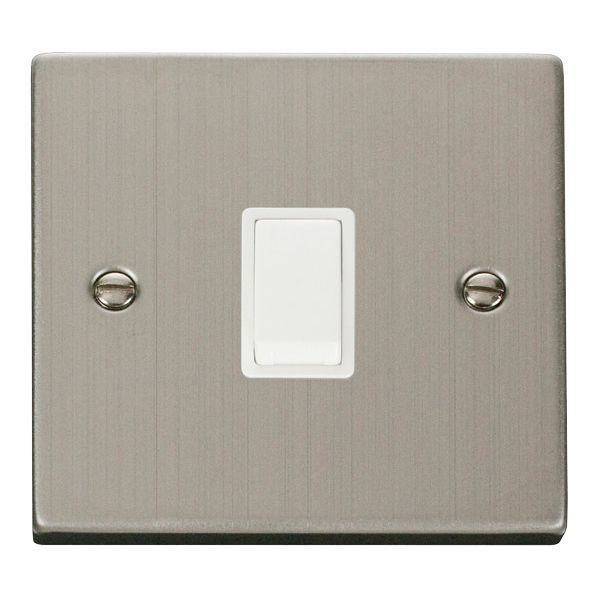 Click VPSS622WH Deco Stainless Steel 20A 2 Pole Switch - White Insert