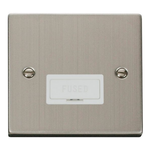 Click VPSS650WH Deco Stainless Steel 13A Fused Spur Unit - White Insert