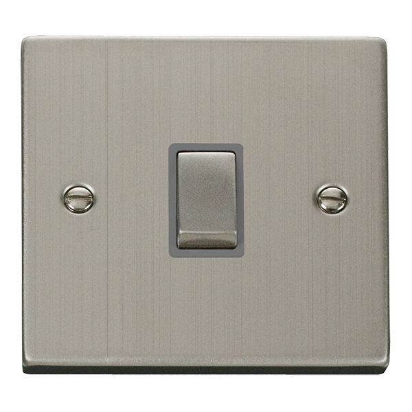 Click VPSS722GY Deco Stainless Steel Ingot 20A 2 Pole Switch - Grey Insert