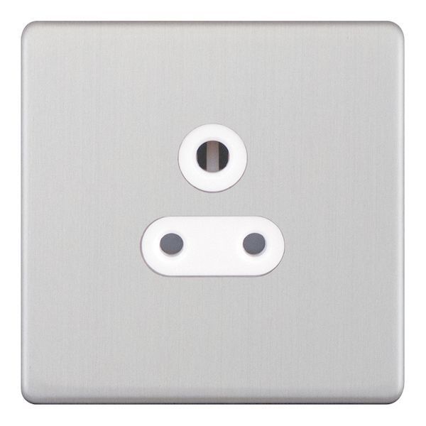 Selectric 5MPLUS-726 5M-PLUS Screwless Satin Chrome 1 Gang 5A Unswitched Shuttered Round Pin Socket - White Insert