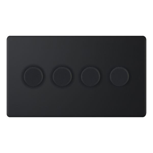 Selectric 5MPLUS-867 5M-PLUS Matt Black 4 Gang 5-100W 2 Way LED Dimmer Switch