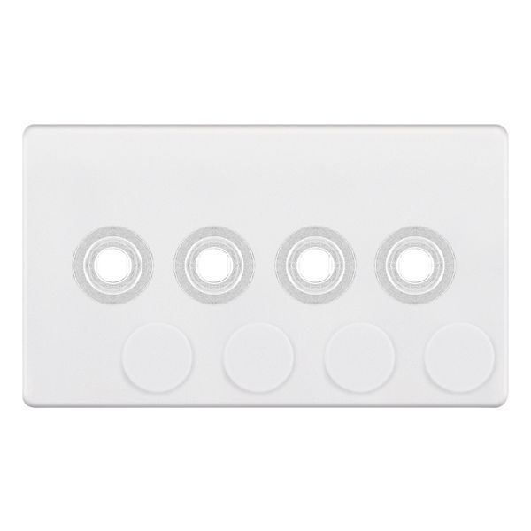 Selectric 5MPLUS-973 5M-PLUS Screwless Matt White 4 Gang Empty Dimmer Plate with Knobs