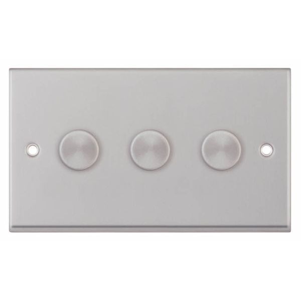Selectric 7MPRO-166 7M-PRO Satin Chrome 3 Gang 5-100W 2 Way LED Dimmer Switch