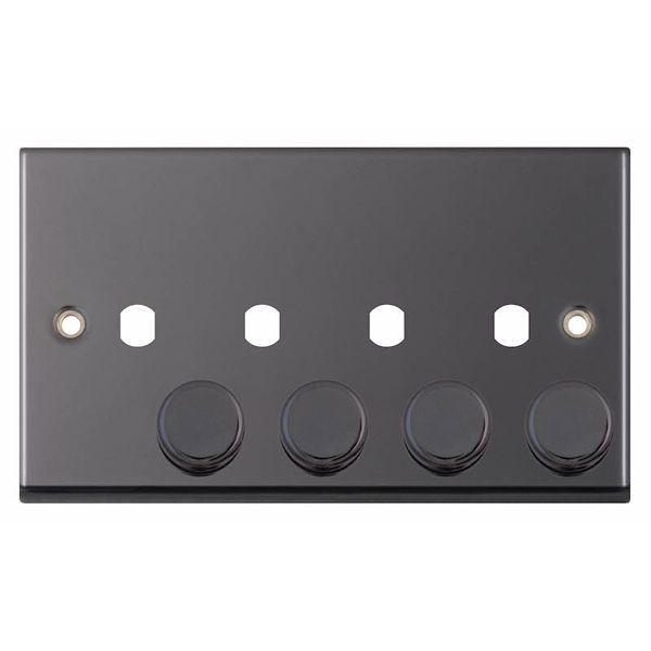 Selectric 7MPRO-473 7MPRO Black Nickel 4 Aperture Empty Dimmer Plate with Knobs
