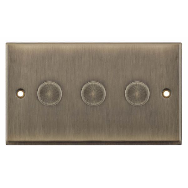 Selectric 7MPRO-466 7M-PRO Antique Brass 3 Gang 5-100W 2 Way LED Dimmer Switch