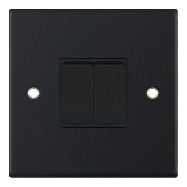 Selectric DSL11-02 5M Matt Black 2 Gang 10AX 2 Way Plate Switch