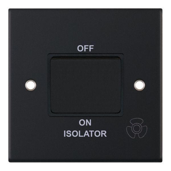 Selectric DSL11-08 5M Matt Black 1 Gang 10AX 3 Pole Fan Isolator Switch