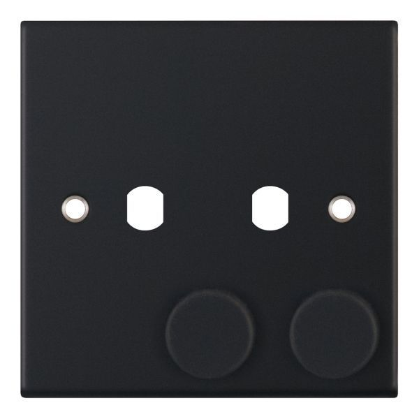 Selectric DSL11-71 5M Matt Black 2 Gang Empty Dimmer Plate and Knobs