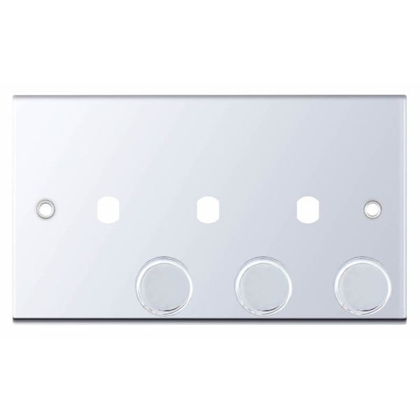 Selectric DSL372 5M Polished Chrome 3 Gang Empty Dimmer Plate and Knobs