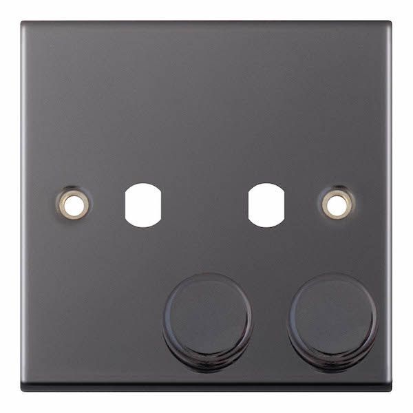 Selectric DSL471 5M Black Nickel 2 Gang Empty Dimmer Plate and Knobs