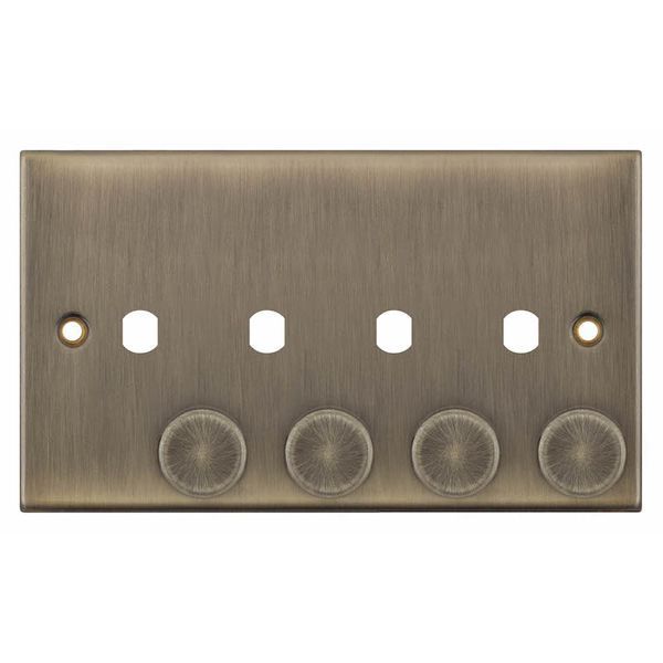 Selectric DSL673 5M Antique Brass 4 Gang Empty Dimmer Plate and Knobs