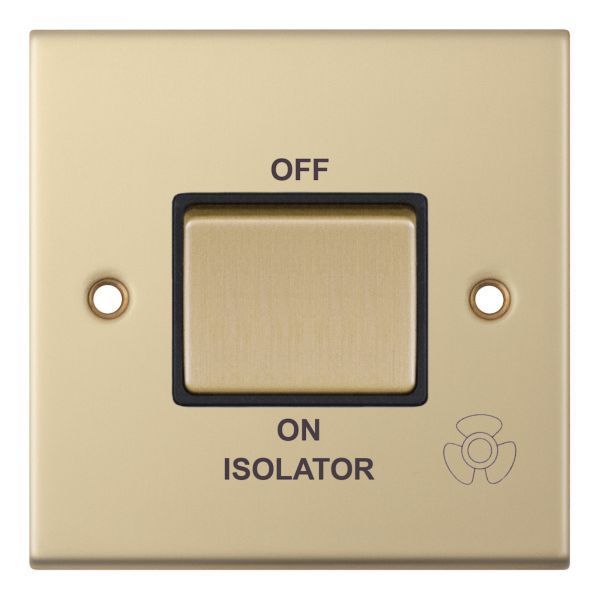 Selectric DSL808 5M Satin Brass 1 Gang 10AX 3 Pole Fan Isolator Switch