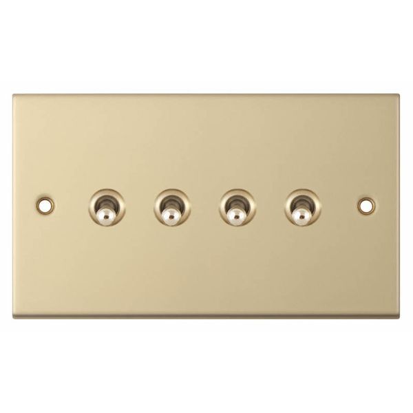 Selectric DSL877 5M Satin Brass 4 Gang 10A 2 Way Toggle Switch