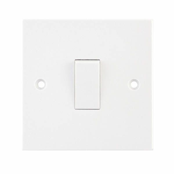 Selectric LG201 Square White 1 Gang 10AX 1 Way Plate Light Switch