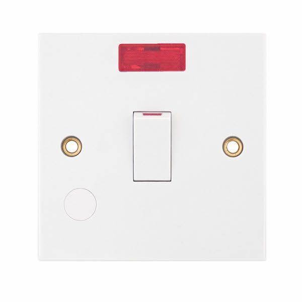 Selectric LG220N/F Square White 1 Gang 20A 2 Pole Flex Outlet Neon Switch