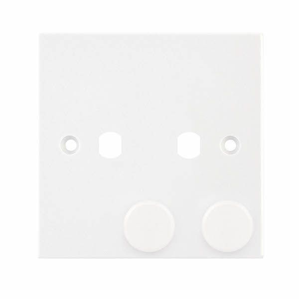 Selectric LG231 Square White 2 Aperture Empty Dimmer Plate and Knobs