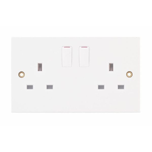 Selectric LG9096-1E Square White 2 Gang 13A 2 Pole Economy Switched Socket