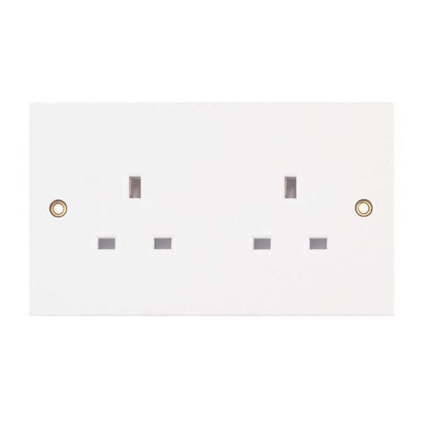Selectric LG9142 Square White 2 Gang 13A Unswitched Socket
