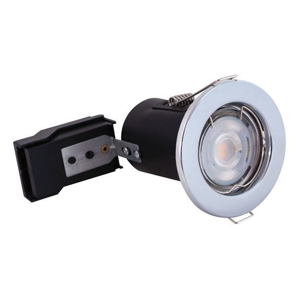 Selectric PUSHGLO-11 PushGlo Polished Chrome IP20 50W Max 80mm LED GU10 Fire and Acoustic Rated Fixed Downlight