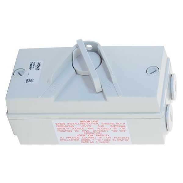 Selectric SS20A-RS Seal Grey IP66 20A 10kW 415V 4 Pole Weatherproof Isolator Switch