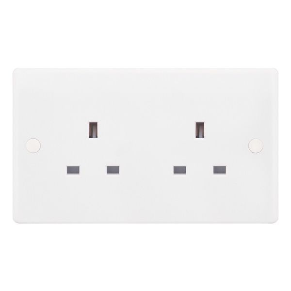 Selectric SSL520 Smooth White 2 Gang 13A Unswitched Socket