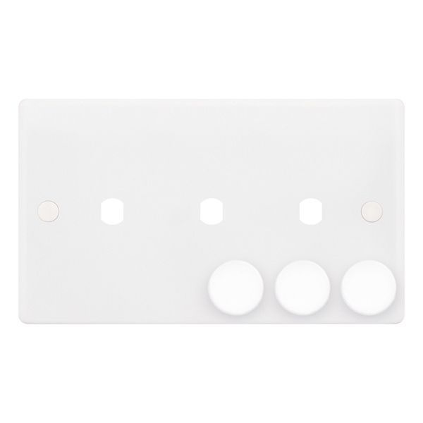 Selectric SSL592 Smooth White 3 Gang Empty Dimmer Plate with Knobs