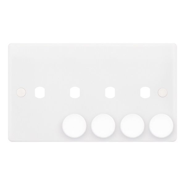 Selectric SSL593 Smooth White 4 Gang Empty Dimmer Plate with Knobs