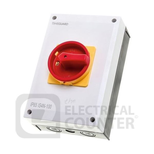Timeguard IS4N-100 Weathersafe IP65 100A 4 Pole Rotary Isolator