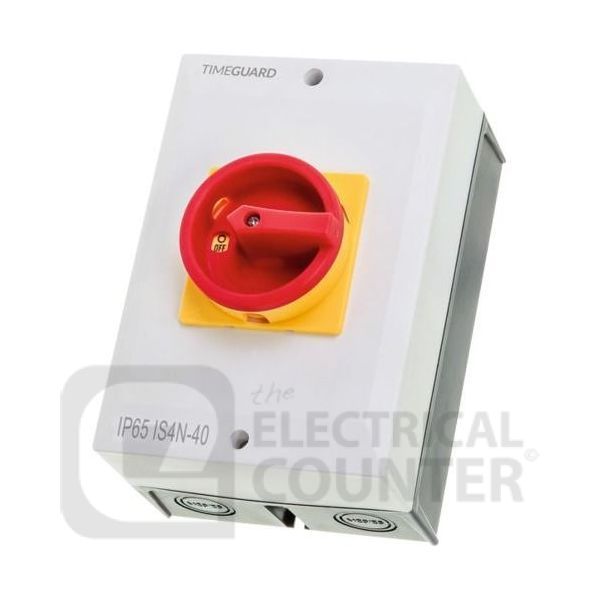 Timeguard IS4N-40 Weathersafe IP65 40A 4 Pole Rotary Isolator
