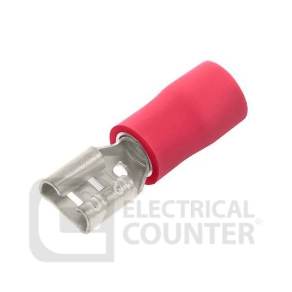 Unicrimp QRPO28F5 Red Female Push-On Pre-Insulated Terminals 2.8 x 0.5mm (100 Pack, 0.03 each)