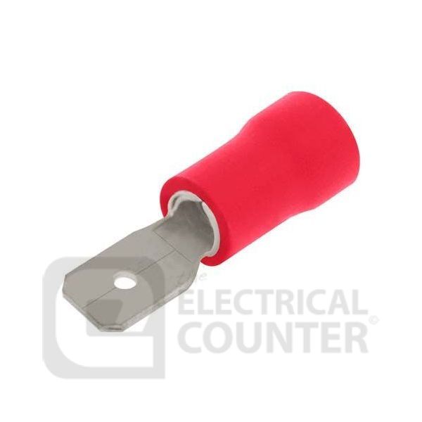 Unicrimp QRPO48MC Red Male Push-On Pre-Insulated Terminals 4.8 x 0.5mm (100 Pack, 0.03 each)