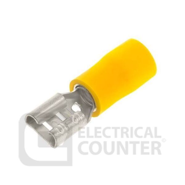 Unicrimp QYPO95F Yellow Female Push-On Pre-Insulated Terminals 9.4 x 1.2mm (100 Pack, 0.10 each)
