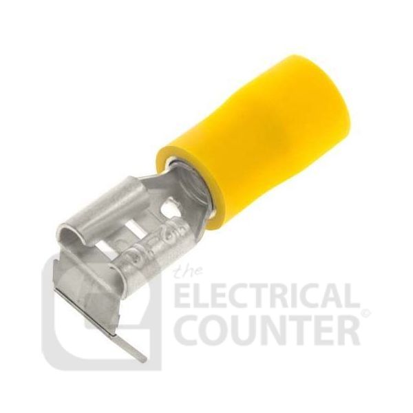 Unicrimp QYPOA63 Yellow Male/Female Push-On Pre-Insulated Connector Terminals 6.3mm (100 Pack, 0.08 each)