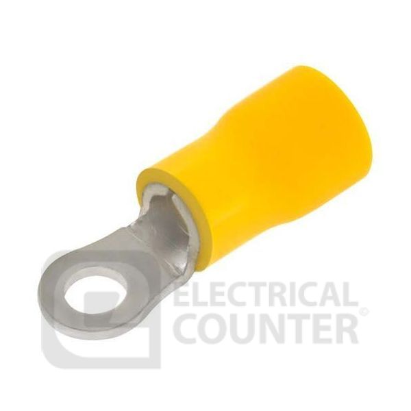 Unicrimp QYR5 Yellow Ring Hole Pre-Insulated Terminals 5mm (100 Pack, 0.06 each)