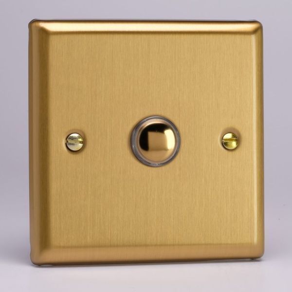 Varilight XBM1 Classic Brushed Brass 1 Gang 6A 1-Way Push-to-Make Momentary Switch