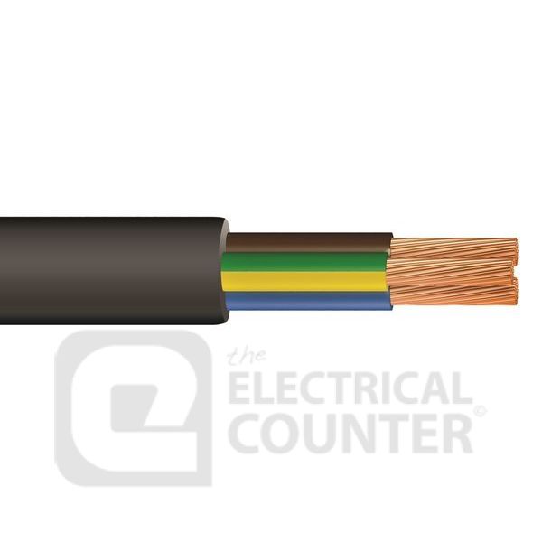 Pitacs 3183TRS 0.75MM 100M Black 3 Core Rubber Flexible 3183TRS 0.75mm Cable - 100m