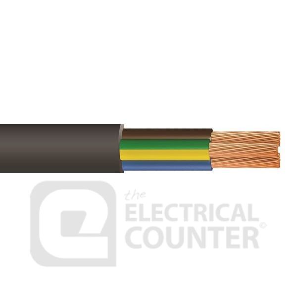 Pitacs 3183Y 1.0MM 50M BK Black 3 Core Round Flexible 3183Y 1.0mm Cable - 50m