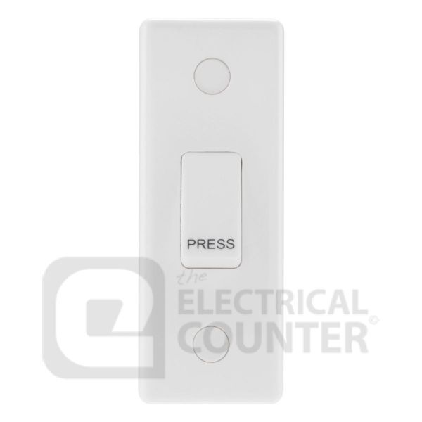 BG Electrical 849 Moulded White Round Edge 1 Gang 20A 16AX 1 Way PRESS Architrave Switch