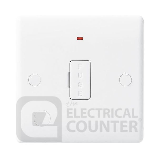 BG Electrical 857 Moulded White Round Edge 13A Flex Outlet Neon Unswitched Fused Spur Unit