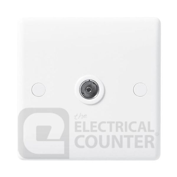 BG Electrical 860 Moulded White Round Edge 1 Gang Co-Axial TV Socket Outlet