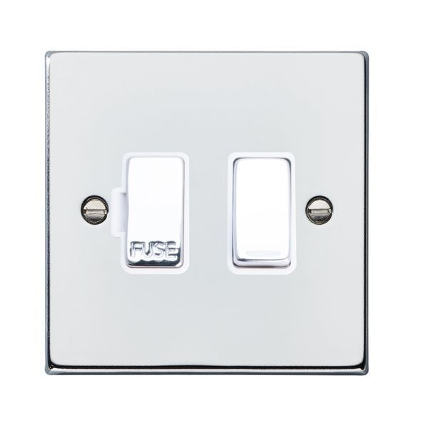 Hamilton 77SPBC-W Hartland Bright Chrome 1 Gang 13A 2 Pole Switched Fused Spur Unit - Chrome and White Insert