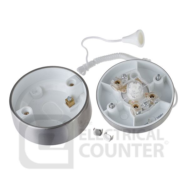 BG Electrical 802ST Stainless Steel 6A 2 Way Ceiling Switch 1.5m Cord