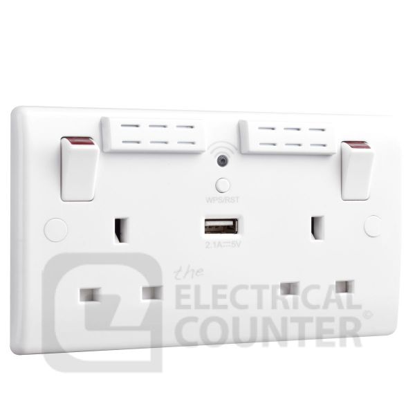 British General 822U 13A Double Switched Socket With 2x 2.1A USB Charger Ports