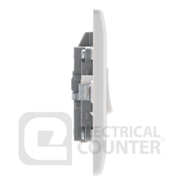 BG Electrical 833WH Moulded White Round Edge 1 Gang 20A 2 Pole Flex Outlet Neon 'Water Heater' Switch